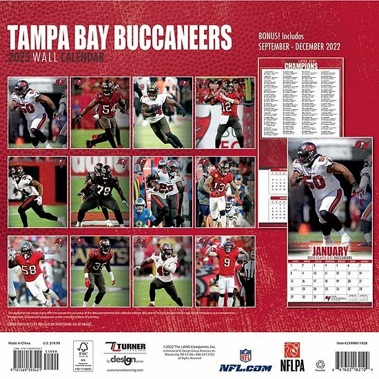 Best deal 🥰 Unbranded Tampa Bay Buccaneers 2023 12" X 12" Team Wall Calendar 🛒 - Image 3