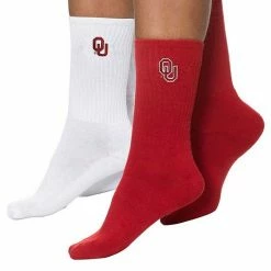 Flash Sale 😍 Unbranded 👩 Women's ZooZatz Crimson/White Oklahoma Sooners 2-Pack Quarter-Length 🧦 Socks ⭐