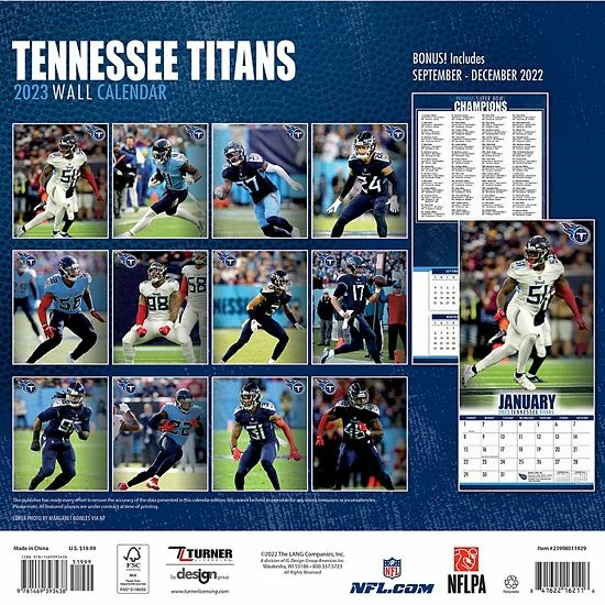 Hot Sale โ Unbranded Tennessee Titans 2023 12" X 12" Team Wall Calendar ๐ - Image 3