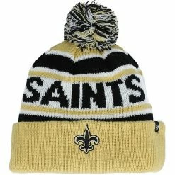 Best Sale ⭐ Unbranded Youth '47 Black/Gold New Orleans Saints Hangtime Cuffed Knit Hat With Pom 👏