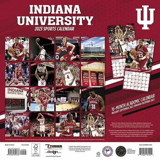 Buy 👍 Unbranded Indiana Hoosiers 2023 16-Month Team Wall Calendar 👏 - Image 3