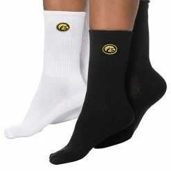 Best Pirce 😉 Unbranded 👩 Women's ZooZatz Black/White Iowa Hawkeyes 2-Pack Quarter-Length 🧦 Socks 💯