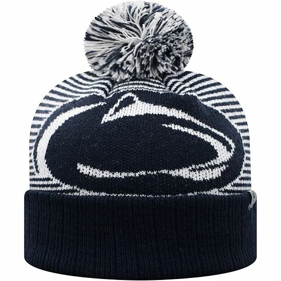 Hot Sale 🥰 Unbranded Youth Top Of The World Navy Penn State Nittany Lions Line Up Cuffed Knit Hat With Pom ❤️ - Image 3