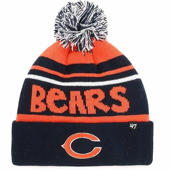 New 🎁 Unbranded Youth '47 Orange/Navy Chicago Bears Playground Cuffed Knit Hat With Pom 😀