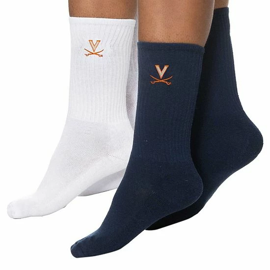 Budget ✔️ Unbranded 👩 Women's ZooZatz Navy/White Virginia Cavaliers 2-Pack Quarter-Length 🧦 Socks 👏