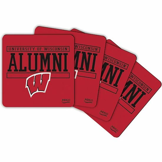 Best Pirce ❤️ Unbranded Wisconsin Badgers Alumni 4-Pack Neoprene Coaster Set 💯