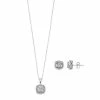Hot Sale 🔔 Unbranded Sterling Silver Diamond Accent 1/10cttw Cushion Pendant & Stud Earring Set 🔥