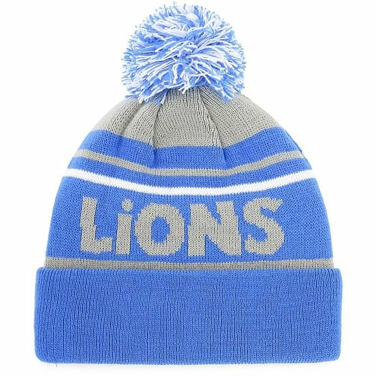 Cheapest ✨ Unbranded Youth '47 Silver/Blue Detroit Lions Playground Cuffed Knit Hat With Pom 🌟 - Image 2