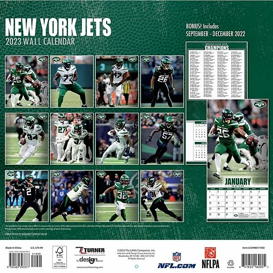 Cheapest โจ Unbranded New York Jets 2023 12" X 12" Team Wall Calendar ๐ - Image 3