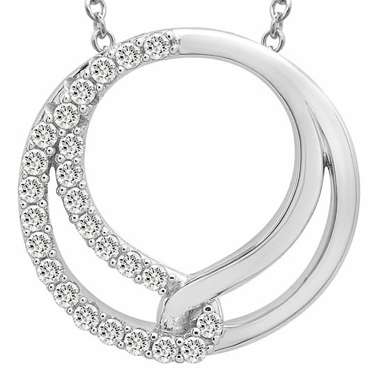 Hot Sale 😀 Unbranded Sterling Silver 1/4 Carat T.W. Diamond Double Circle Necklace ✨ - Image 2