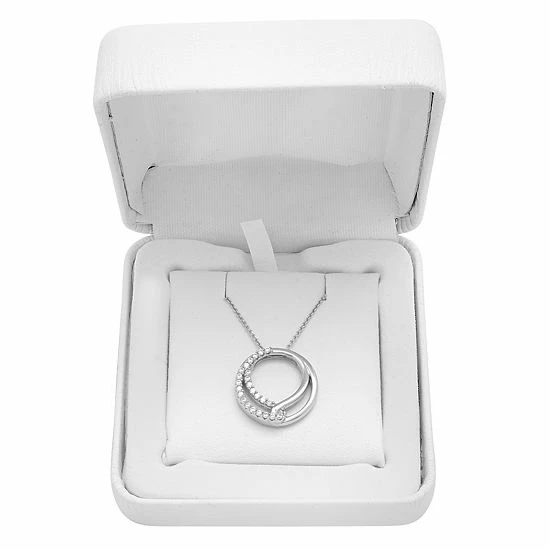 Hot Sale 😀 Unbranded Sterling Silver 1/4 Carat T.W. Diamond Double Circle Necklace ✨ - Image 3