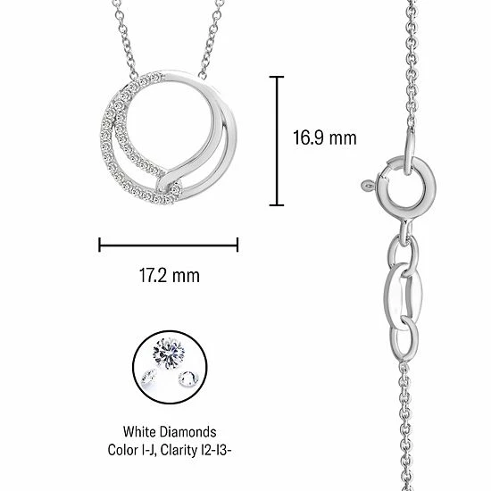 Hot Sale 😀 Unbranded Sterling Silver 1/4 Carat T.W. Diamond Double Circle Necklace ✨ - Image 5