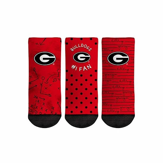 Flash Sale ⭐ Unbranded Toddler Rock Em 🧦 Socks Georgia Bulldogs #1 Fan 3-Pack Crew 🧦 Socks Set 🤩