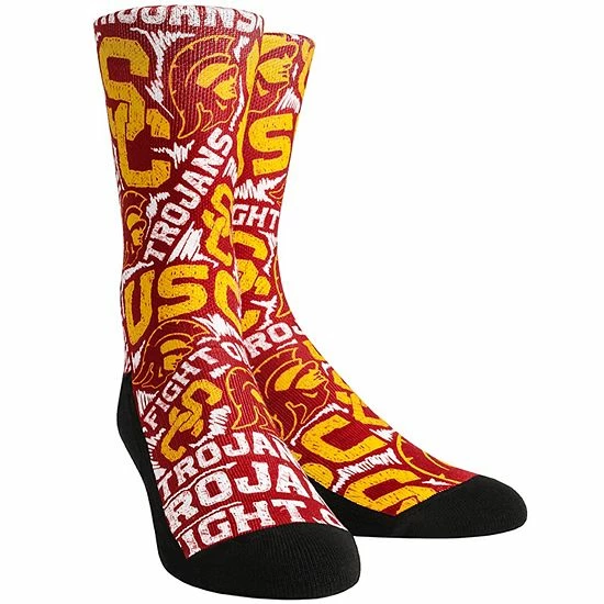 Wholesale 🔥 Unbranded Men's Rock Em 🧦 Socks USC Trojans Logo Sketch Crew 🧦 Socks ❤️