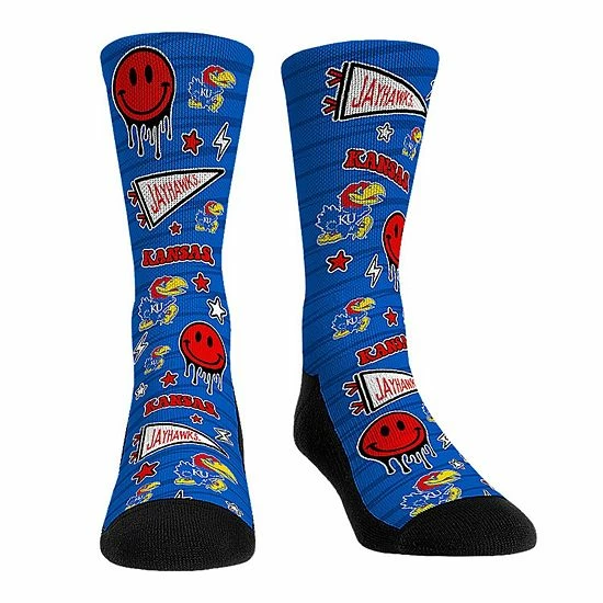 Cheap ๐ Unbranded Rock Em ๐งฆ Socks Kansas Jayhawks Smiley Stickers Crew ๐งฆ Socks ๐ฅ