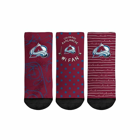 Promo 👍 Unbranded Toddler Rock Em 🧦 Socks Colorado Avalanche #1 Fan 3-Pack Crew 🧦 Socks Set ⭐