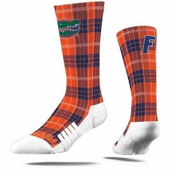 Wholesale 🛒 Unbranded Men's Strideline Florida Gators Collegiate Plaid Premium Crew 🧦 Socks 🎉