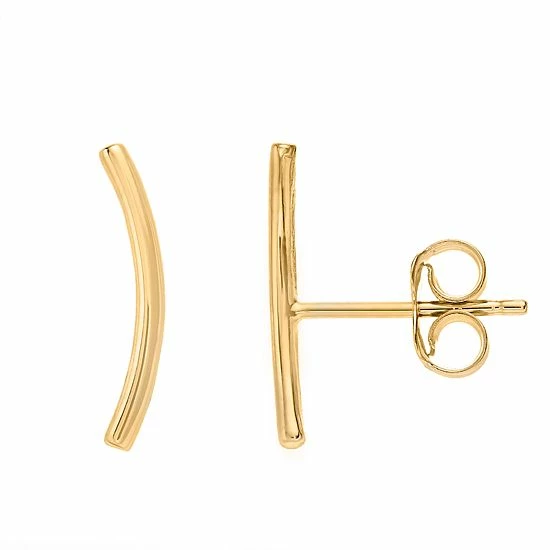 Wholesale โ Unbranded 14k Gold Arched Bar Stud Earrings White ๐
