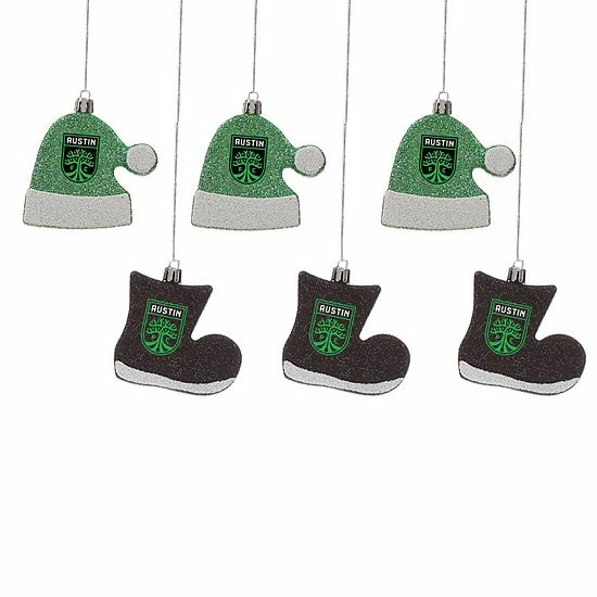 Hot Sale 💯 Unbranded FOCO Austin FC Six-Pack Shatterproof Santa Hat & Stocking Ornament Set 🥰