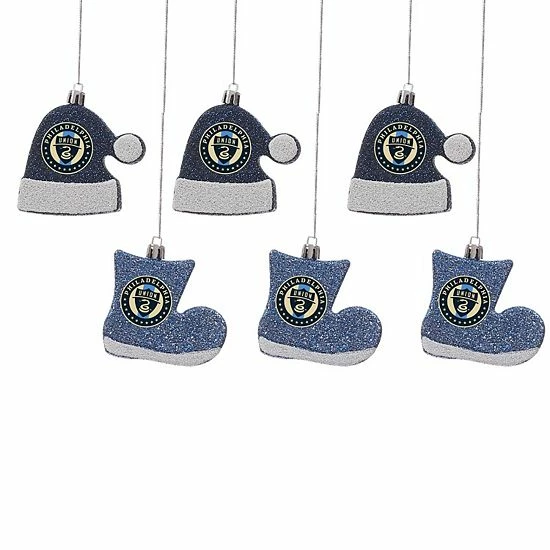 Discount 🔔 Unbranded FOCO Philadelphia Union Six-Pack Shatterproof Santa Hat & Stocking Ornament Set 🥰