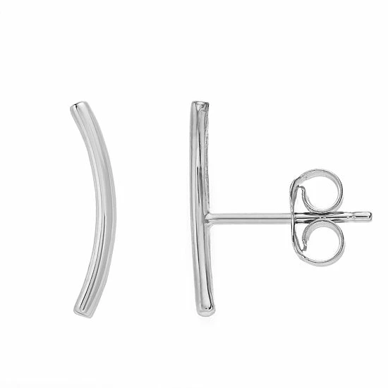Wholesale โ Unbranded 14k Gold Arched Bar Stud Earrings White ๐ - Image 4