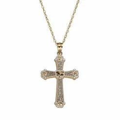 Promo ✨ Unbranded 10k Gold Two Tone Openwork Cross Pendant Necklace ⭐