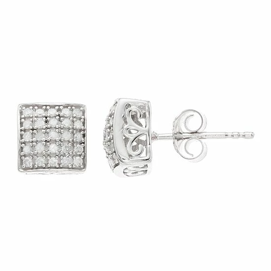 Wholesale โ Unbranded ๐ฉ Women's 1/4CTW White Diamond Domed Square Earrings ๐