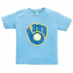 Wholesale 🔔 Unbranded Toddler Soft As A Grape Light Blue Milwaukee Brewers Cooperstown Collection Shutout T-Shirt 😉