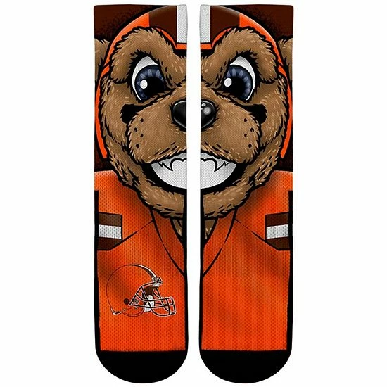 New ๐ Unbranded Rock Em ๐งฆ Socks Cleveland Browns Split Face Mascot Crew ๐งฆ Socks ๐ฏ