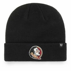 Discount ❤️ Unbranded Men's '47 Black Florida State Seminoles Raised Cuffed Knit Hat 😉