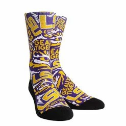 Hot Sale 😀 Unbranded Men's Rock Em 🧦 Socks LSU Tigers Logo Sketch Crew 🧦 Socks 😍