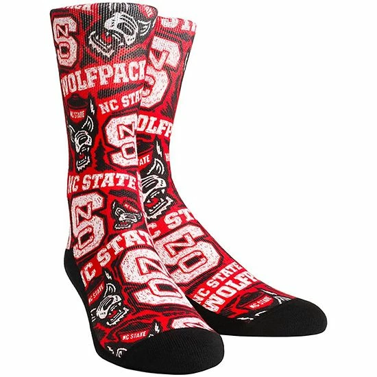 Buy ๐ Unbranded Men's Rock Em ๐งฆ Socks NC State Wolfpack Logo Sketch Crew ๐งฆ Socks ๐