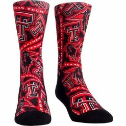 Brand new 🥰 Unbranded 👩 Women's Rock Em 🧦 Socks Texas Tech Red Raiders Logo Sketch Crew 🧦 Socks 😉