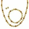 Coupon 😀 Unbranded 14k Gold Dyed Freshwater Cultured Pearl Necklace, Stretch Bracelet And Stud Earring Set 🧨