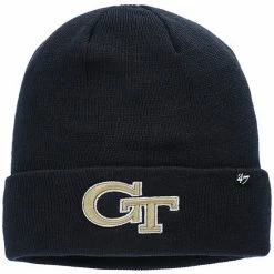 Budget 🌟 Unbranded Men's '47 Navy Georgia Tech Yellow Jackets Raised Cuffed Knit Hat ❤️