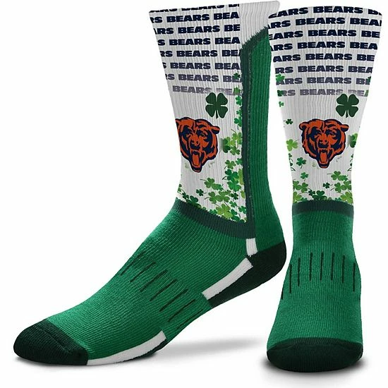 Best deal ✨ Unbranded For Bare Feet Chicago Bears Four Leaf St. Patrick's Day V-Curve Crew 🧦 Socks 👏 - Image 2