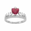 Cheapest 🛒 Unbranded Sterling Silver Lab-Created Ruby Heart Crown Ring 🔔