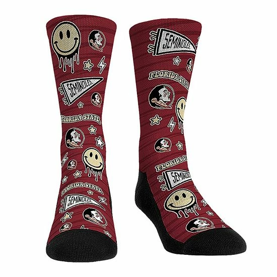 Promo ๐ฏ Unbranded Youth Rock Em ๐งฆ Socks Florida State Seminoles Smiley Stickers Crew ๐งฆ Socks ๐