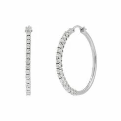 Brand new 🎉 Unbranded Sterling Silver Diamond Accent Hoop Earrings 🔔