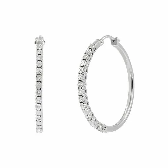 Brand new 🎉 Unbranded Sterling Silver Diamond Accent Hoop Earrings 🔔