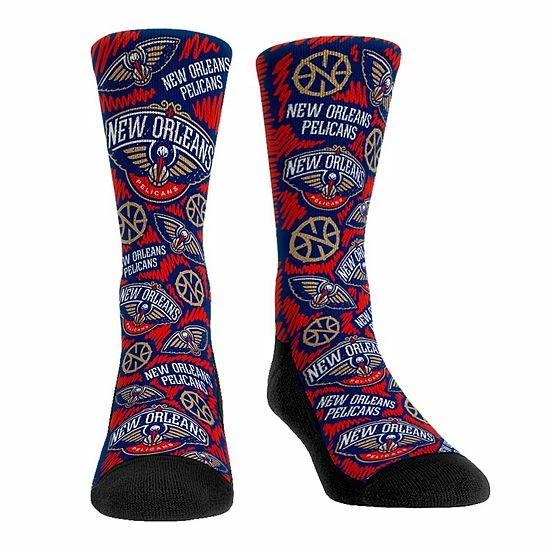 Discount ๐ Unbranded Youth Rock Em ๐งฆ Socks New Orleans Pelicans Allover Sketched Crew ๐งฆ Socks ๐