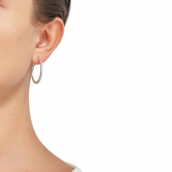 Brand new 🎉 Unbranded Sterling Silver Diamond Accent Hoop Earrings 🔔 - Image 2