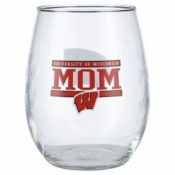 Wholesale 🧨 Unbranded Wisconsin Badgers 15oz. Mom Stemless Wine Glass 🎉