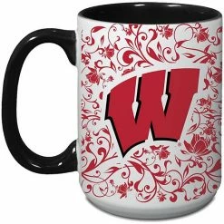 Outlet 🤩 Unbranded Wisconsin Badgers 15oz. Java Floral Mug 😉