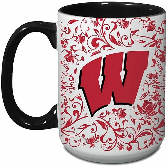 Outlet ๐คฉ Unbranded Wisconsin Badgers 15oz. Java Floral Mug ๐