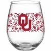 Promo 👍 Unbranded Oklahoma Sooners 15oz. Floral Stemless Wine Glass 👍