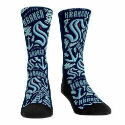 Buy 🧨 Unbranded Youth Rock Em 🧦 Socks Seattle Kraken Logo Sketch Crew 🧦 Socks 😍