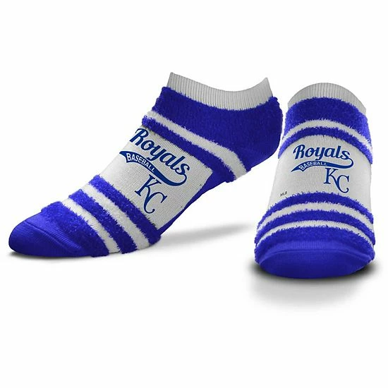 New 🛒 Unbranded 👩 Women's For Bare Feet Kansas City Royals Block Stripe Fuzzy Ankle 🧦 Socks 🔔