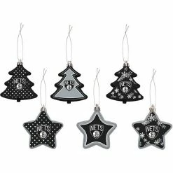 Promo 👏 Unbranded FOCO Brooklyn Nets 3'' X 3'' Six-Pack Shatterproof Tree And Star Ornament Set ✔️