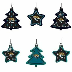 Wholesale 👏 Unbranded Jacksonville Jaguars Six-Pack Shatterproof Tree And Star Ornament Set 😉